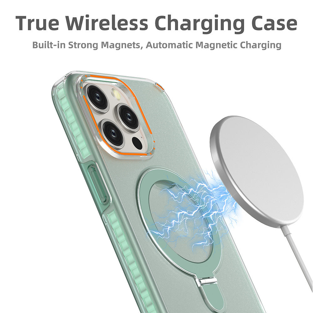 New Color Magnetic Stand Phone Case with Stand Holder Suitable for Magesafe Magnetic Transparent Wireless Charging Phone Case