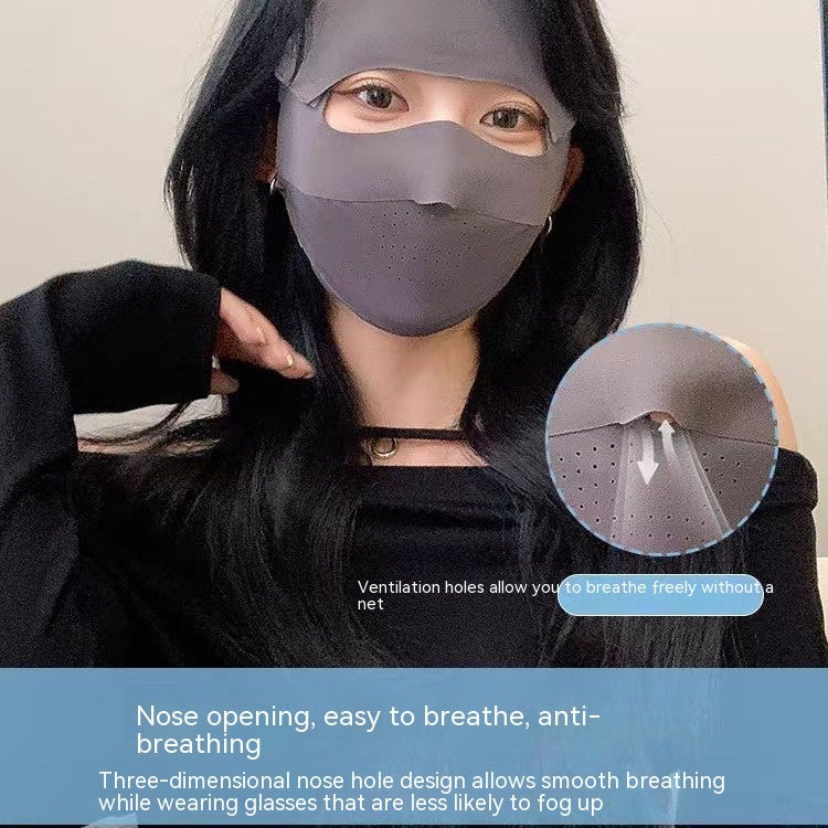 Facekini full face sunscreen mask breathable thin ice silk