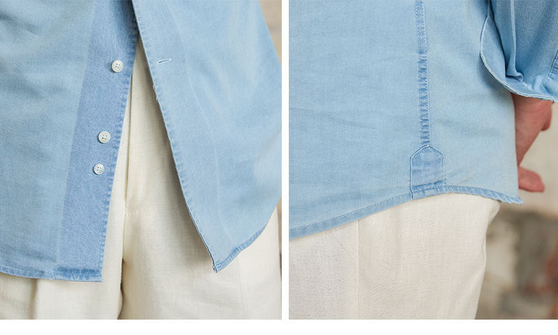 British Fashion Men's Casual Gentleman Denim Long Sleeve Shirt