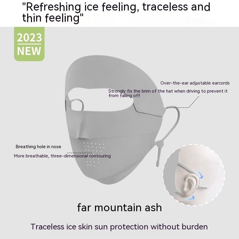 Facekini full face sunscreen mask breathable thin ice silk
