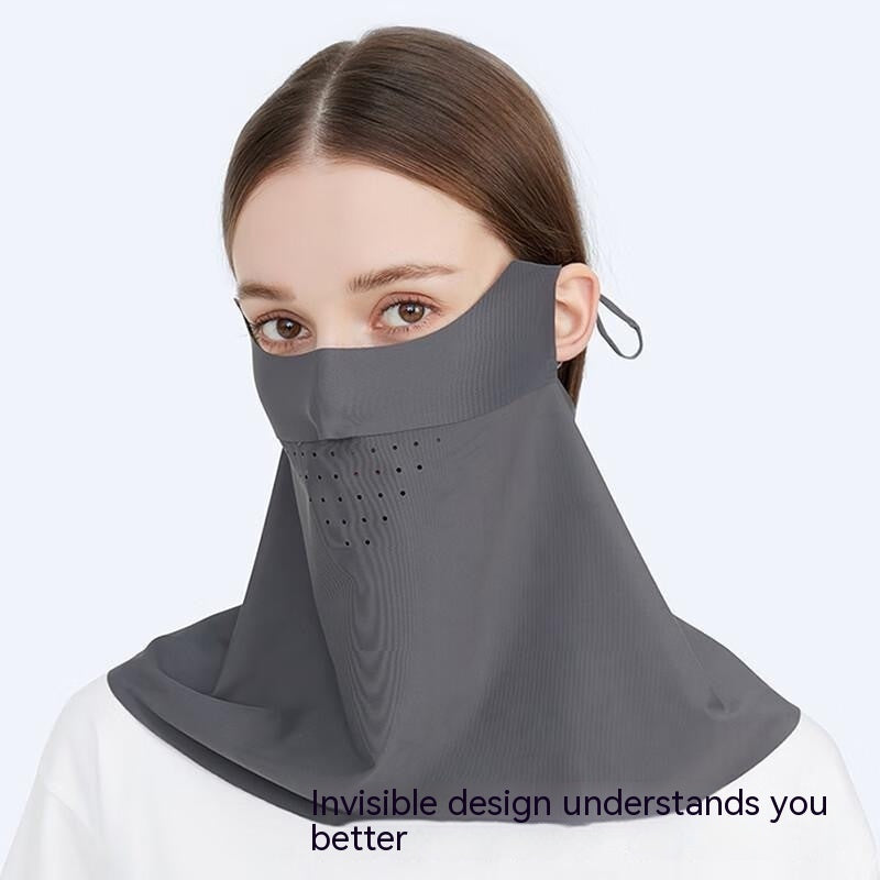 Facekini full face sunscreen mask breathable thin ice silk