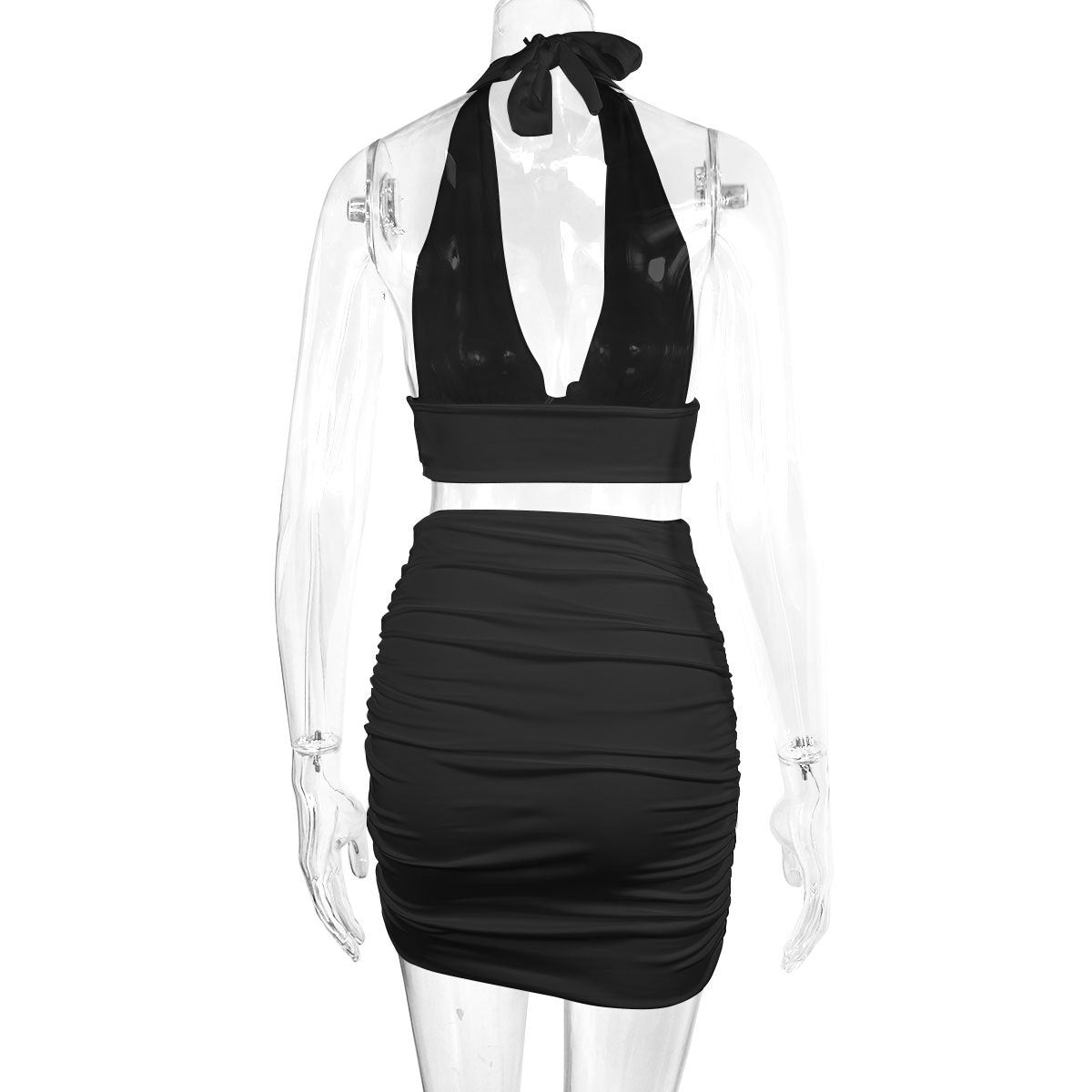 Two-piece tie-up pleated skirt
