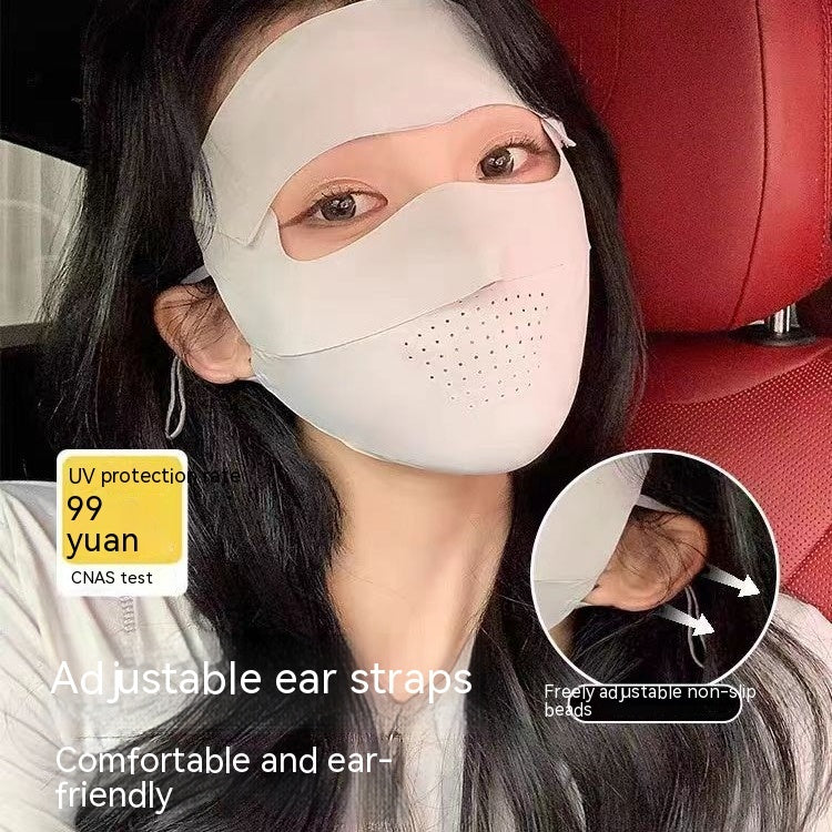 Facekini full face sunscreen mask breathable thin ice silk