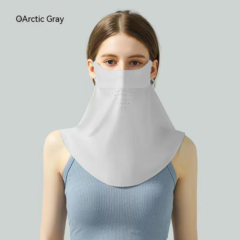 Facekini full face sunscreen mask breathable thin ice silk