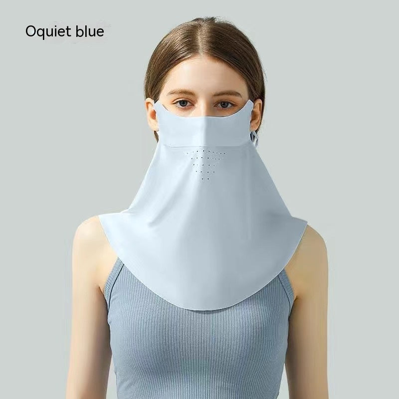 Facekini full face sunscreen mask breathable thin ice silk