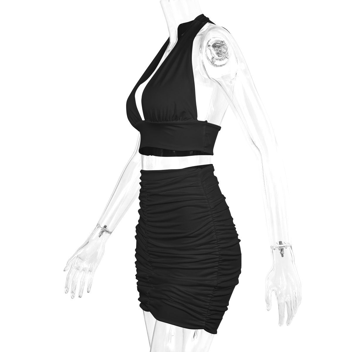 Two-piece tie-up pleated skirt