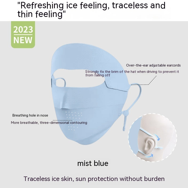 Facekini full face sunscreen mask breathable thin ice silk