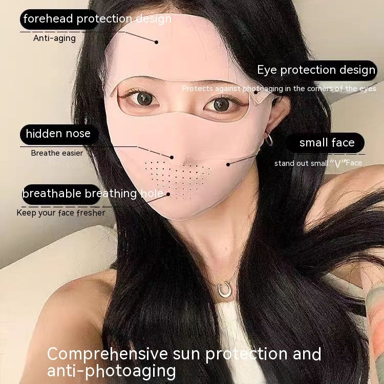 Facekini full face sunscreen mask breathable thin ice silk