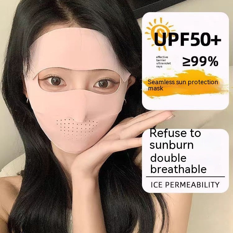 Facekini full face sunscreen mask breathable thin ice silk