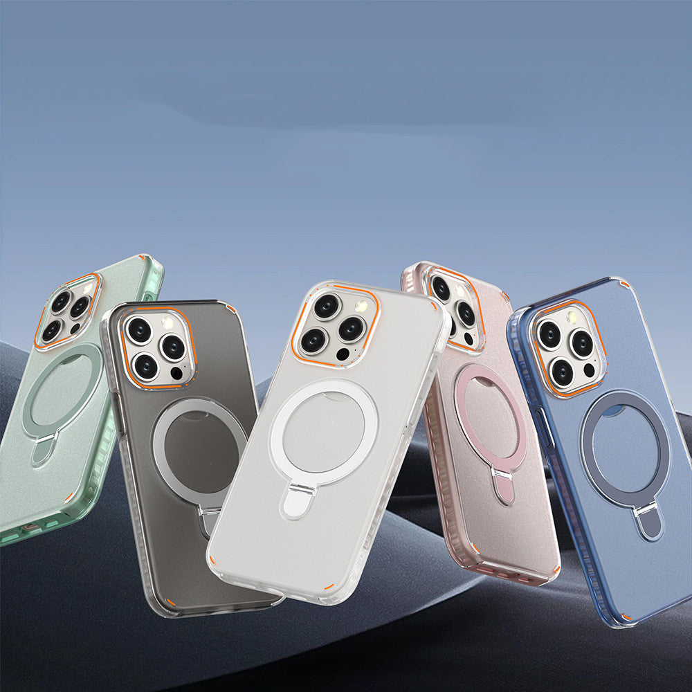 New Color Magnetic Stand Phone Case with Stand Holder Suitable for Magesafe Magnetic Transparent Wireless Charging Phone Case