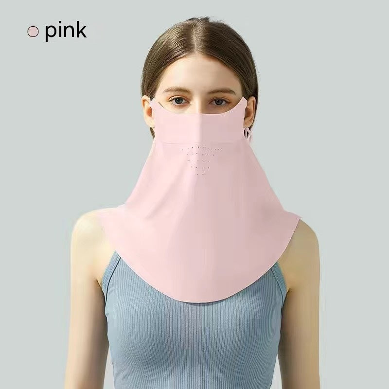 Facekini full face sunscreen mask breathable thin ice silk