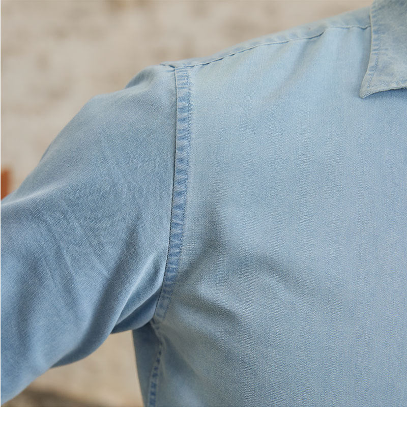 British Fashion Men's Casual Gentleman Denim Long Sleeve Shirt