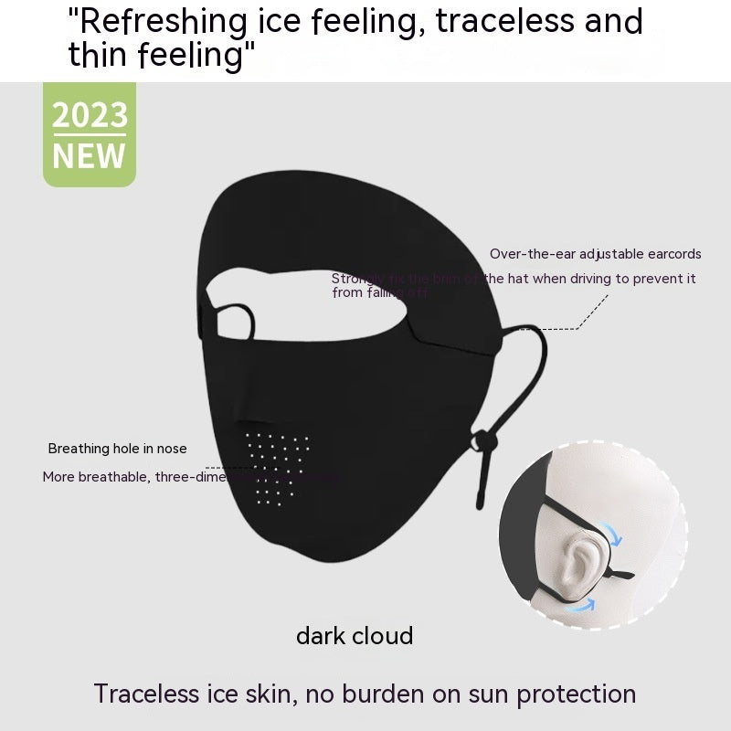 Facekini full face sunscreen mask breathable thin ice silk