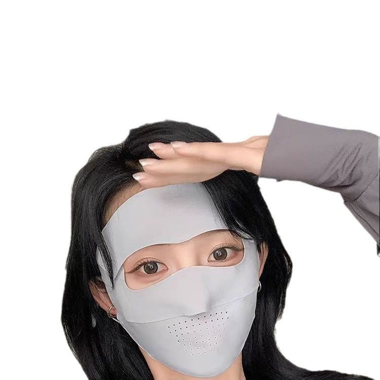 Facekini full face sunscreen mask breathable thin ice silk